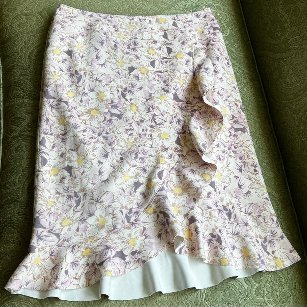 NWT Anthropologie Pastel Floral Faux Wrap Skirt Size 14